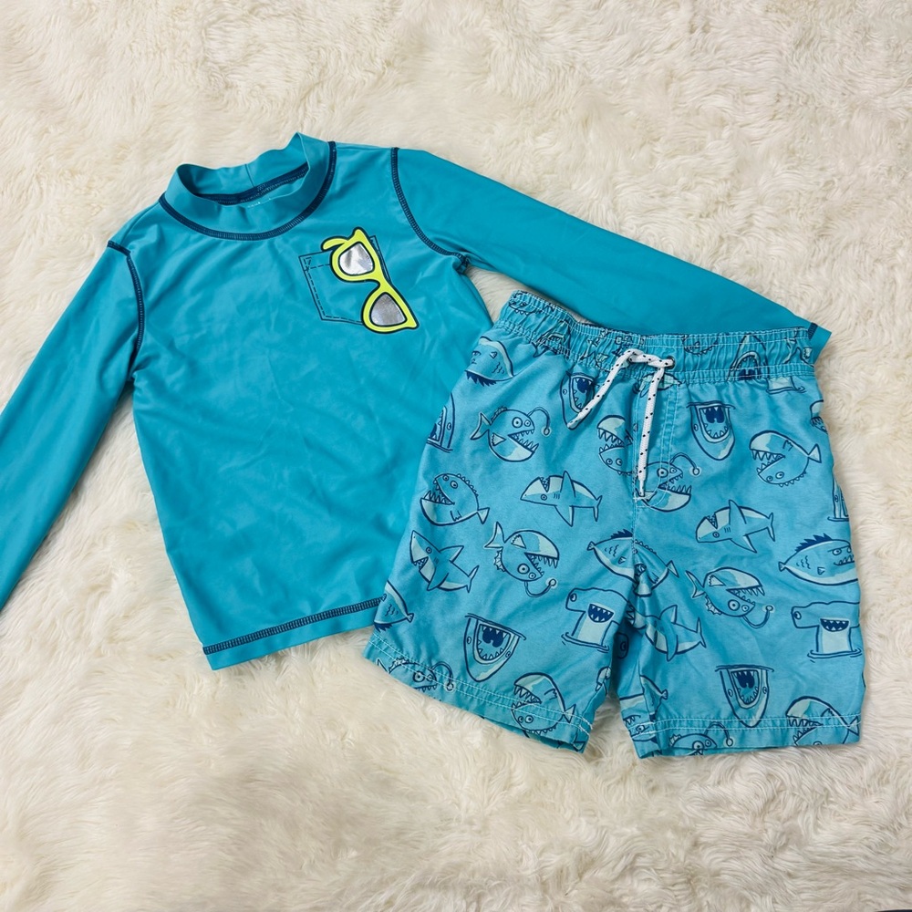 Carter's Just One You Toddler Boys' Long Sleeve Shark Printed Rash Guard Set
